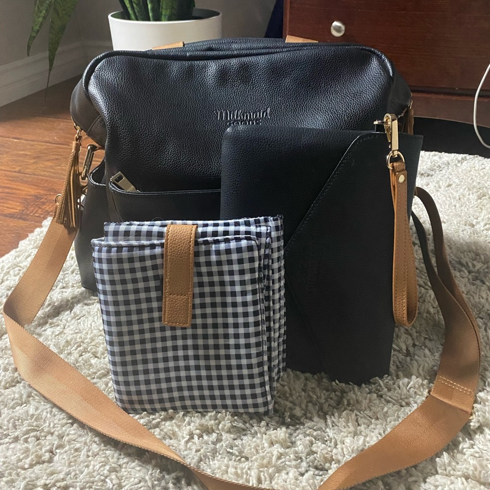 Milkmaid Goods Diaper bag with changing pad and envelope bag